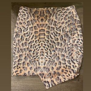 Bardot Asymmetric Animal Print Mini Skirt - XS